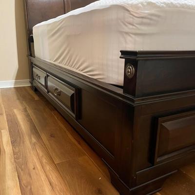 Queen Size Solid Wood Sleigh Bed ~ RESTONIC Mattress Included