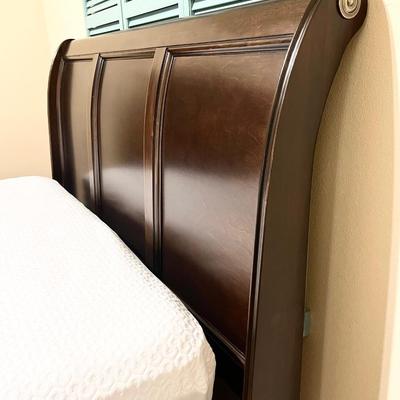 Queen Size Solid Wood Sleigh Bed ~ RESTONIC Mattress Included