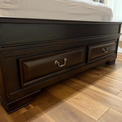 Queen Size Solid Wood Sleigh Bed ~ RESTONIC Mattress Included