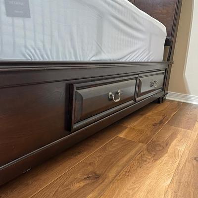 Queen Size Solid Wood Sleigh Bed ~ RESTONIC Mattress Included