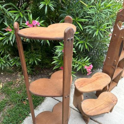 Vintage Wood Stands and Stool