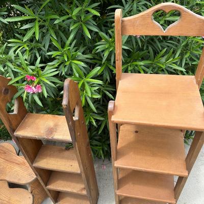 Vintage Wood Stands and Stool
