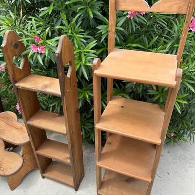 Vintage Wood Stands and Stool