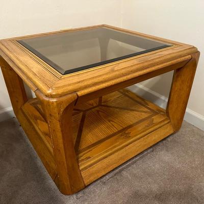 Glass and Wood Side Table (1)