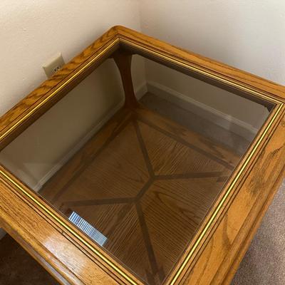 Glass and Wood Side Table (1)