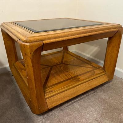 Glass and Wood Side Table (1)