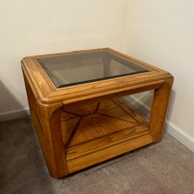 Glass and Wood Side Table (1)