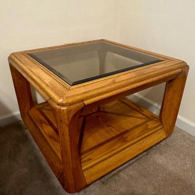 Glass and Wood Side Table (1)