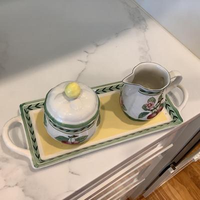 Villeroy & Boch French Garden salt & pepper, cream & sugar with tray and jelly jar