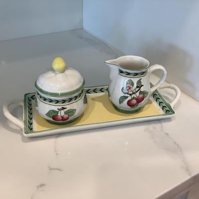 Villeroy & Boch French Garden salt & pepper, cream & sugar with tray and jelly jar