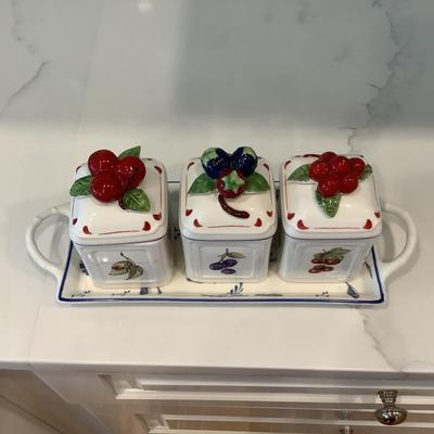 Villeroy & Boch Cottage Charm Country Collection Jelly Jars and Tray Set