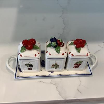 Villeroy & Boch Cottage Charm Country Collection Jelly Jars and Tray Set
