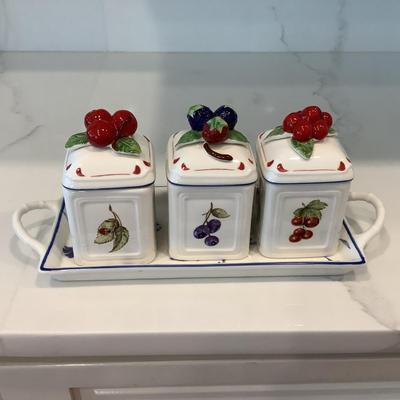 Villeroy & Boch Cottage Charm Country Collection Jelly Jars and Tray Set