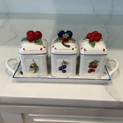 Villeroy & Boch Cottage Charm Country Collection Jelly Jars and Tray Set