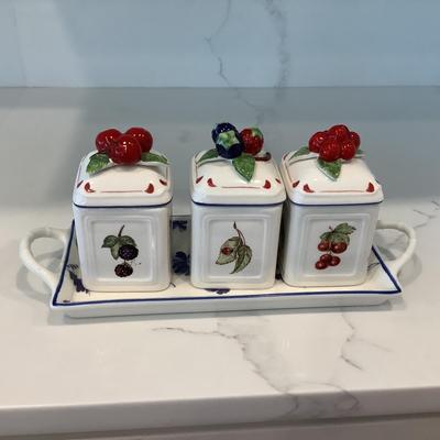 Villeroy & Boch Cottage Charm Country Collection Jelly Jars and Tray Set