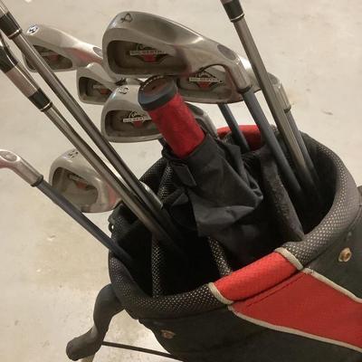 Men’s Golf Clubs, Callaway Irons, Taylor Made Woods and golf bag