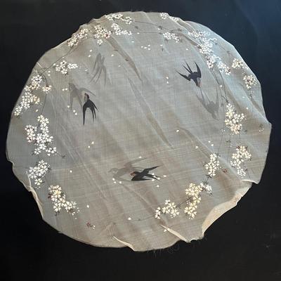 Embroidered Fringed Shawl & Hand Painted Linen (GB-MG)