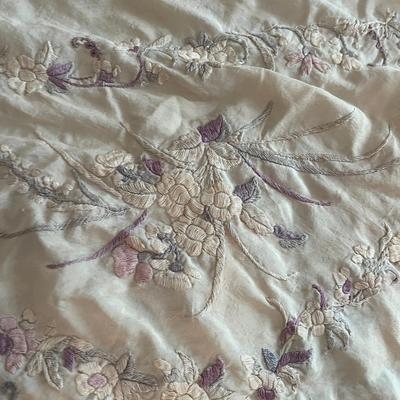 Embroidered Fringed Shawl & Hand Painted Linen (GB-MG)