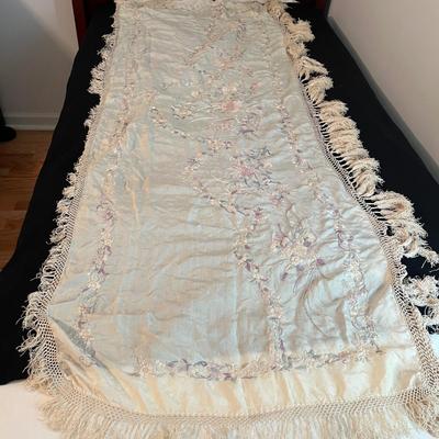 Embroidered Fringed Shawl & Hand Painted Linen (GB-MG)