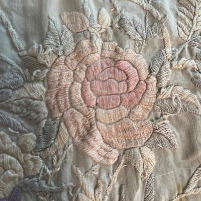 Embroidered Fringed Shawl & Hand Painted Linen (GB-MG)