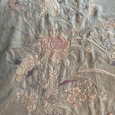 Embroidered Fringed Shawl & Hand Painted Linen (GB-MG)