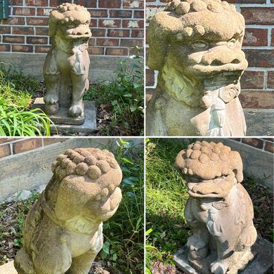Pair (2) ~ 29” Cement Garden Foo Dogs