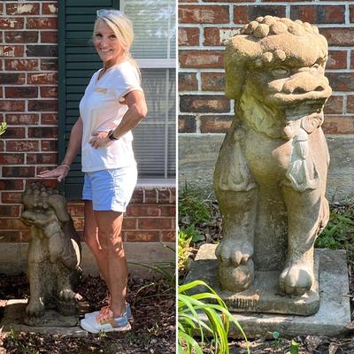 Pair (2) ~ 29” Cement Garden Foo Dogs