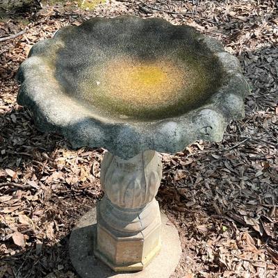 Pair (2) ~ 30” H Cement Bird Baths