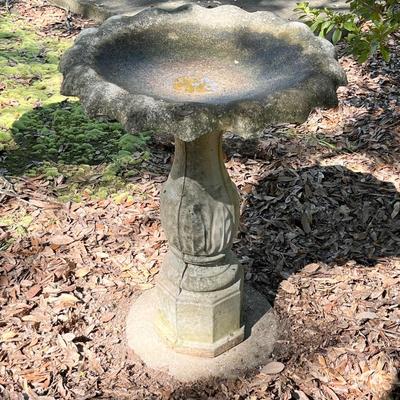 Pair (2) ~ 30” H Cement Bird Baths