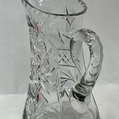 Antique American Brilliant Cut Glass Pitcher - chipped edge