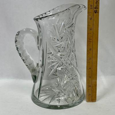 Antique American Brilliant Cut Glass Pitcher - chipped edge