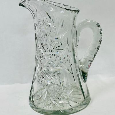 Antique American Brilliant Cut Glass Pitcher - chipped edge