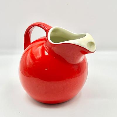 HALL’S SUPERIOR ~ Pair (2) ~ Blue Morning Glory Mixing Bowl & Red Round Ball Pitcher