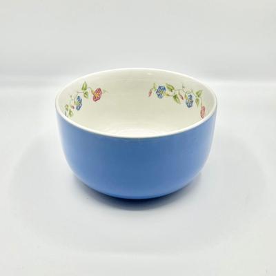 HALL’S SUPERIOR ~ Pair (2) ~ Blue Morning Glory Mixing Bowl & Red Round Ball Pitcher
