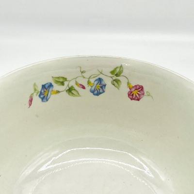 HALL’S SUPERIOR ~ Pair (2) ~ Blue Morning Glory Mixing Bowl & Red Round Ball Pitcher