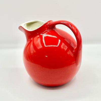 HALL’S SUPERIOR ~ Pair (2) ~ Blue Morning Glory Mixing Bowl & Red Round Ball Pitcher