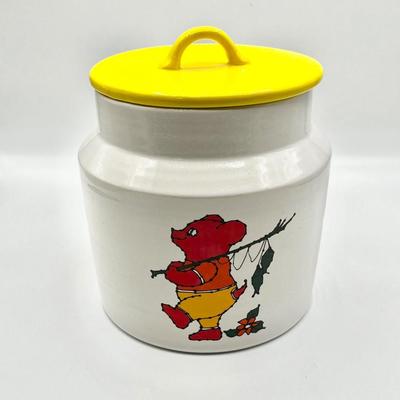 HAEGER USA ~ Two Piece Ceramic Fishing Bear Canister