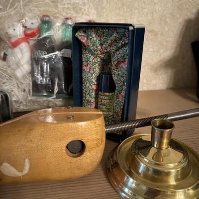 Erwin Cobb Pipes, Vintage Leather cigarette holders, Brass