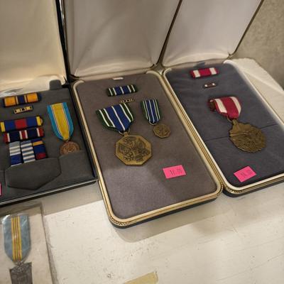 . Military metals, Pins, and belt buckles and commemorative coins