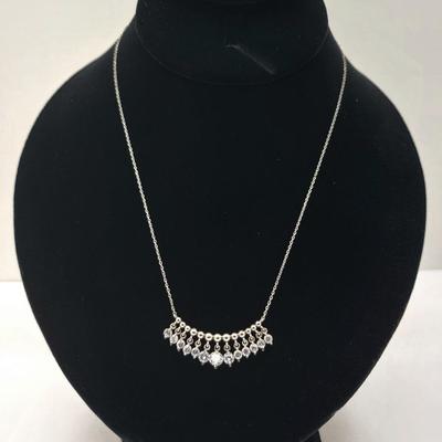 Twelve Sparkly Dangles Sterling Silver Necklace