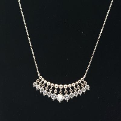 Twelve Sparkly Dangles Sterling Silver Necklace
