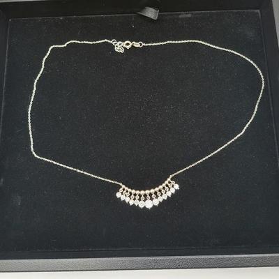 Twelve Sparkly Dangles Sterling Silver Necklace
