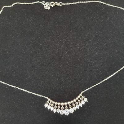 Twelve Sparkly Dangles Sterling Silver Necklace