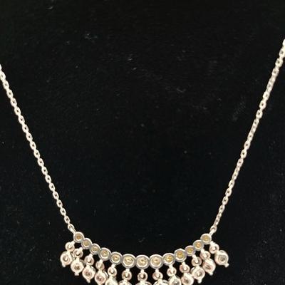 Twelve Sparkly Dangles Sterling Silver Necklace
