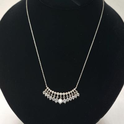 Twelve Sparkly Dangles Sterling Silver Necklace