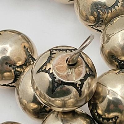 Vintage 24" Sterling Navajo Ball Necklace 165gr