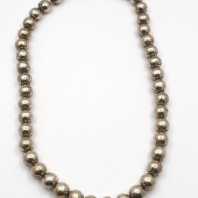 Vintage 24" Sterling Navajo Ball Necklace 165gr