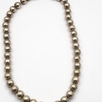 Vintage 24" Sterling Navajo Ball Necklace 165gr