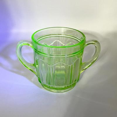 Uranium Vaseline Glass Sugar & Creamer ~ *Read Details ~ 2 Piece Set