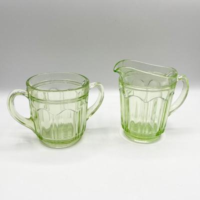 Uranium Vaseline Glass Sugar & Creamer ~ *Read Details ~ 2 Piece Set
